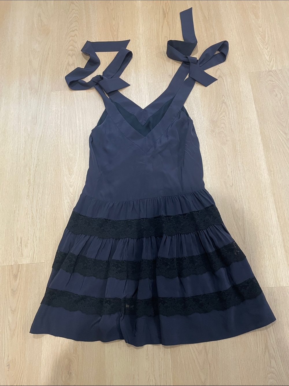 Rebecca Taylor Navy Blue Lace-Trim Swim Coverup